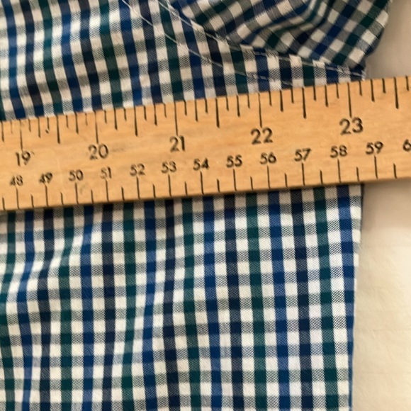Chaps men’s medium Blue green/ White plaid Gingham long sleeve button up shirt - Picture 16 of 16